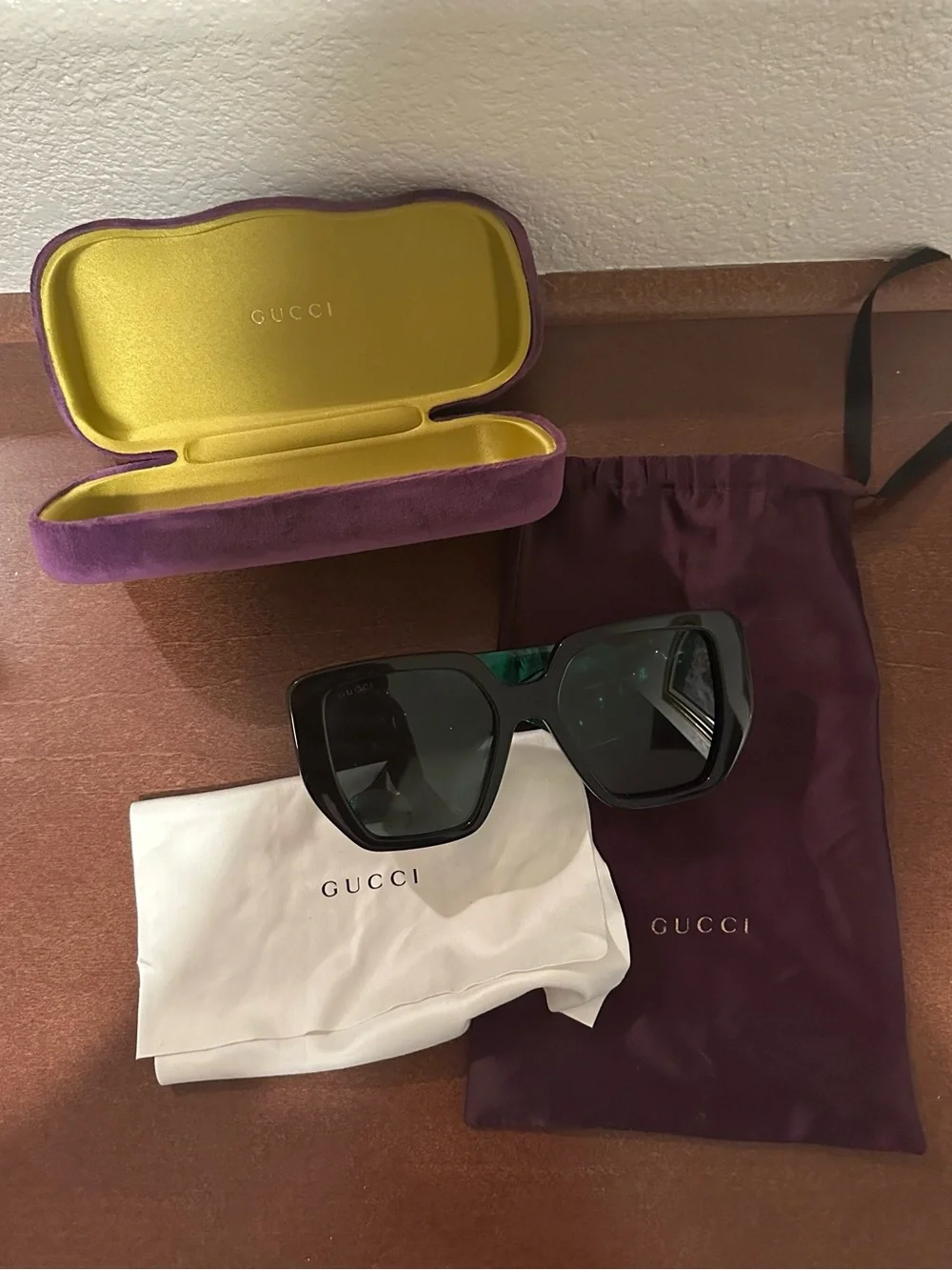 Gucci Large Black Square Sunglasses with Dark Lenses